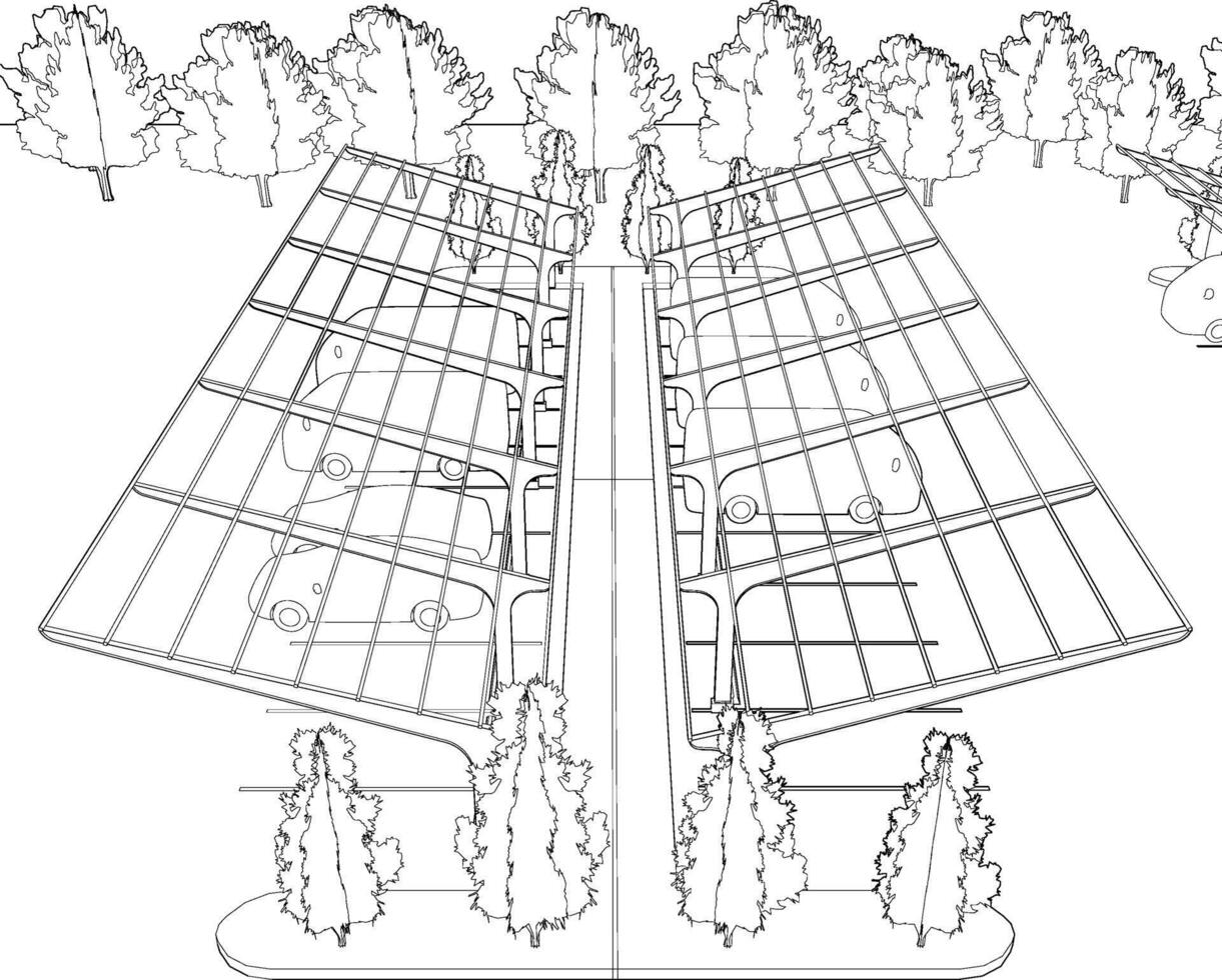 3D illustration of parking lot vector