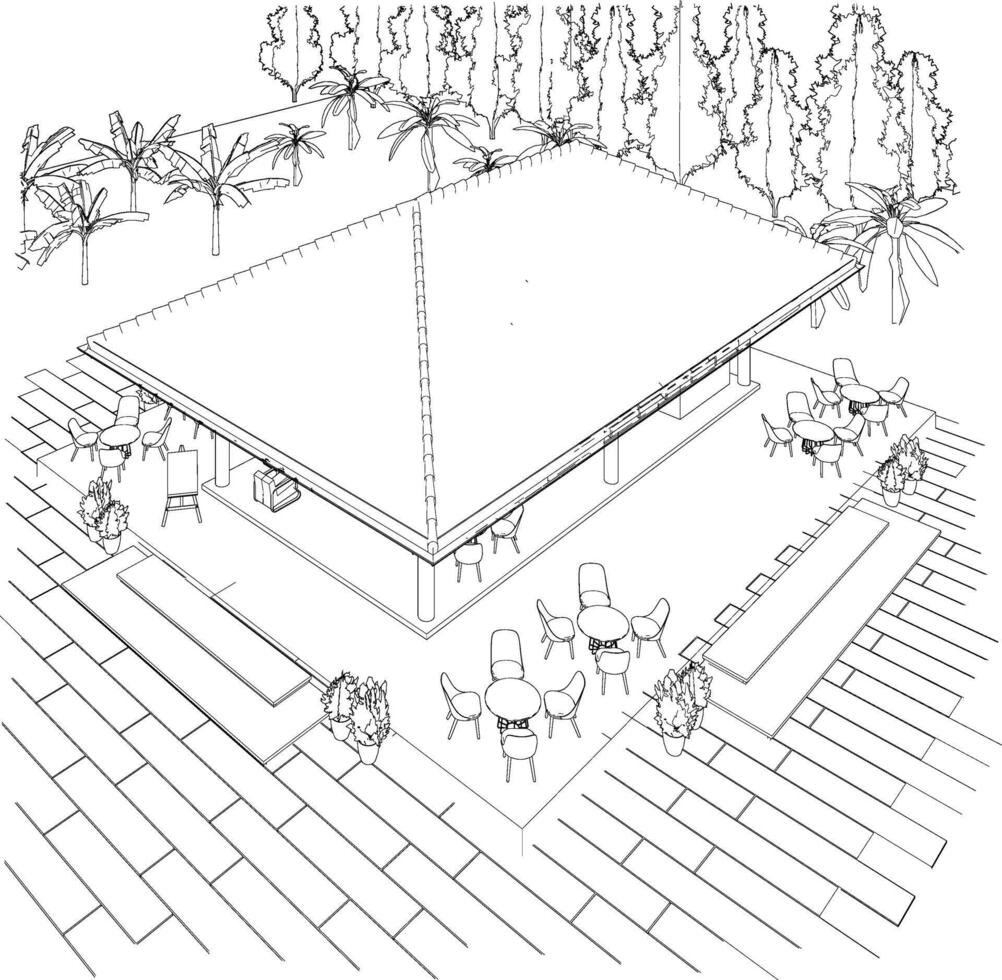 3d ilustración de cafetería vector