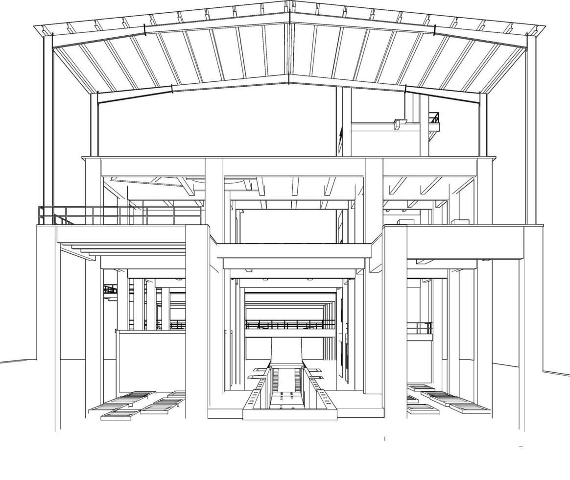 3D illustration of industrial project vector