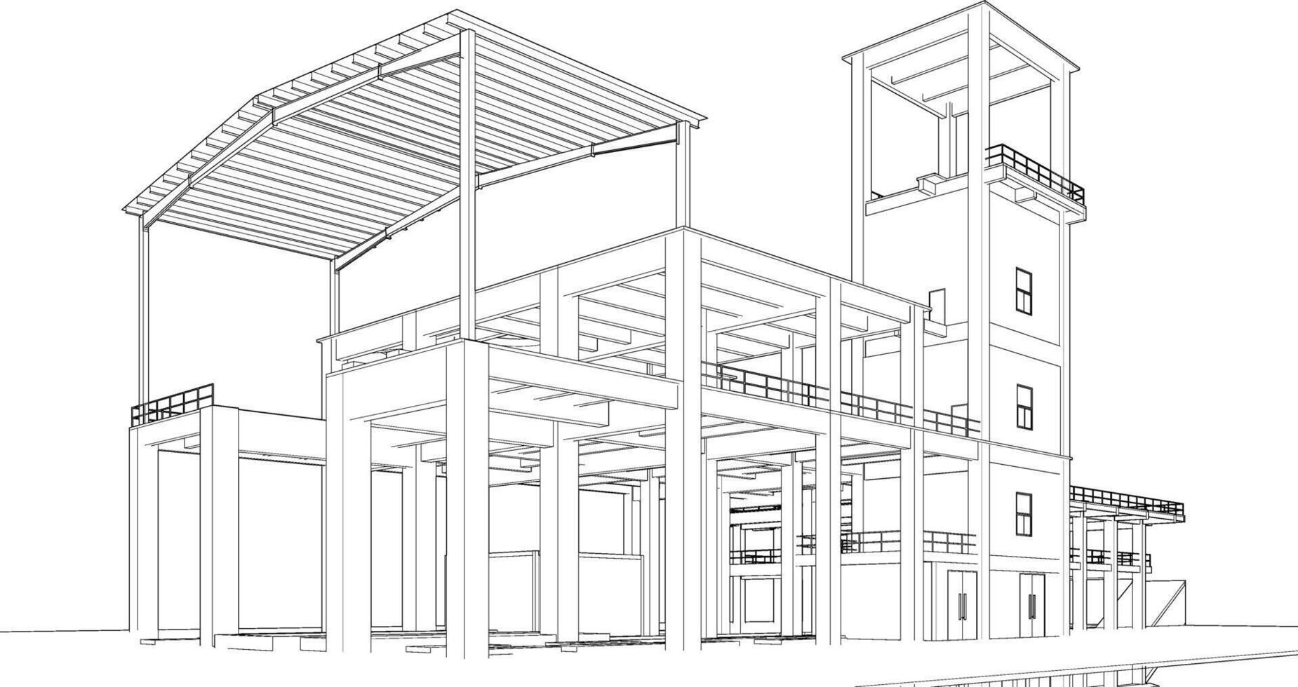 3D illustration of industrial project vector