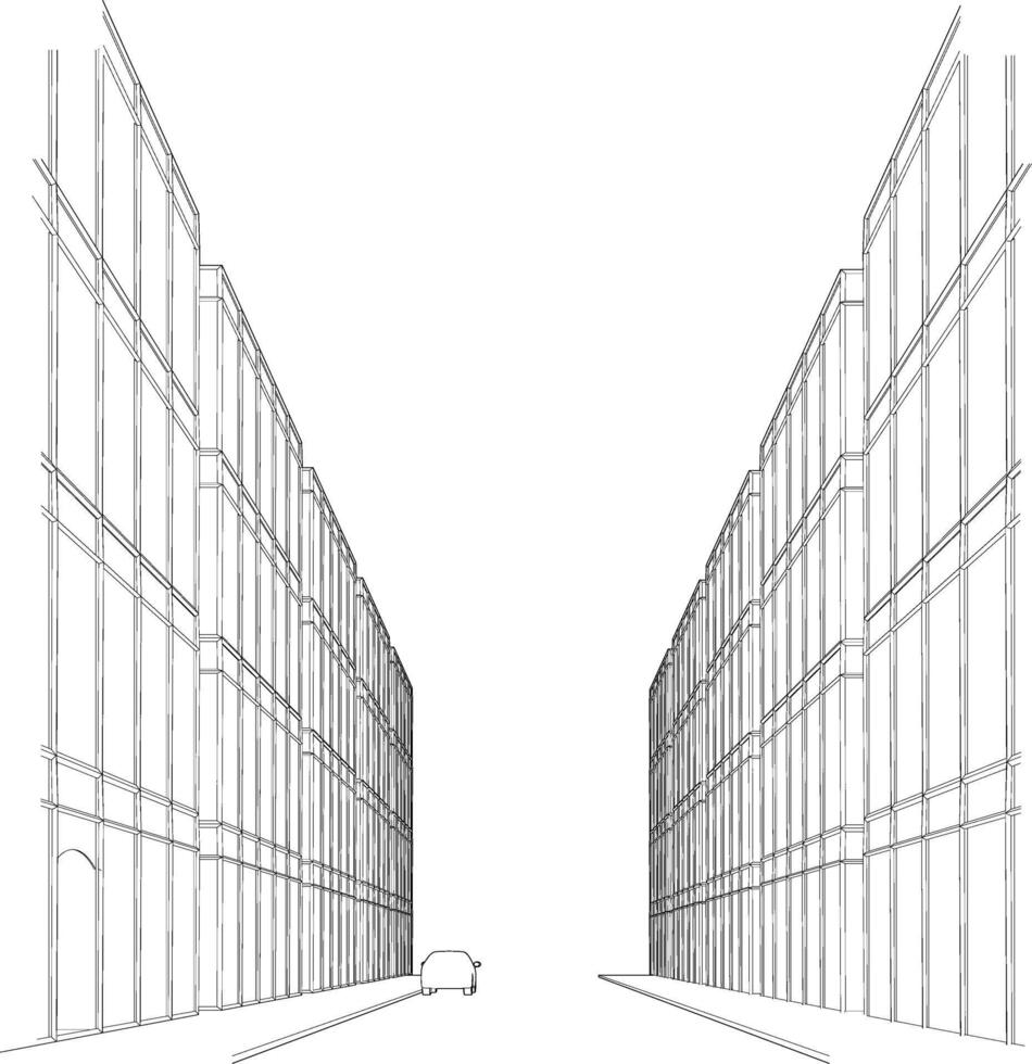 3D illustration of street and city vector