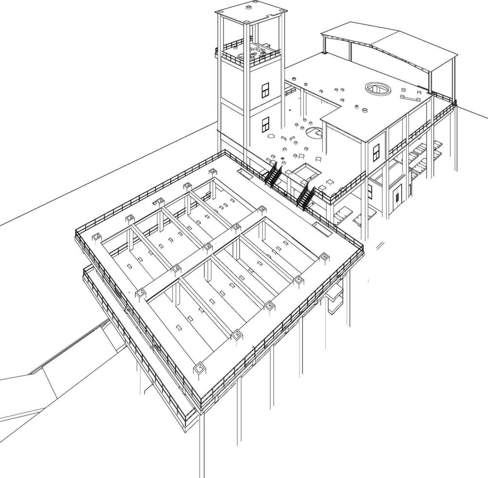 3D illustration of industrial project vector