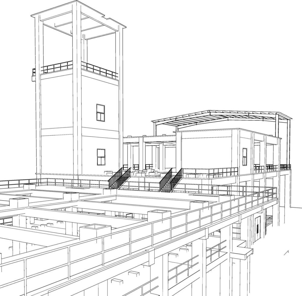 3D illustration of industrial project vector