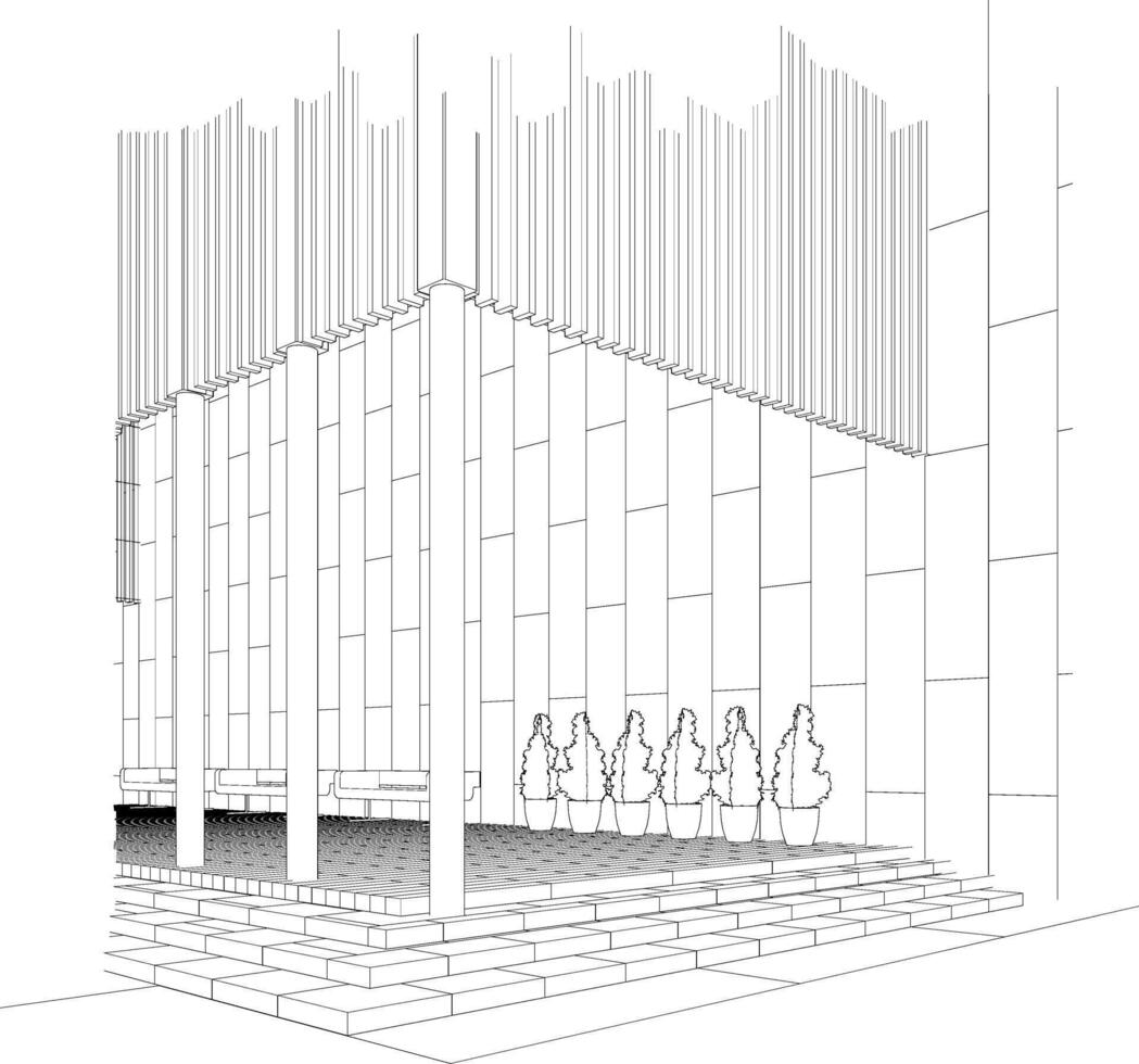 3D illustration of building project vector