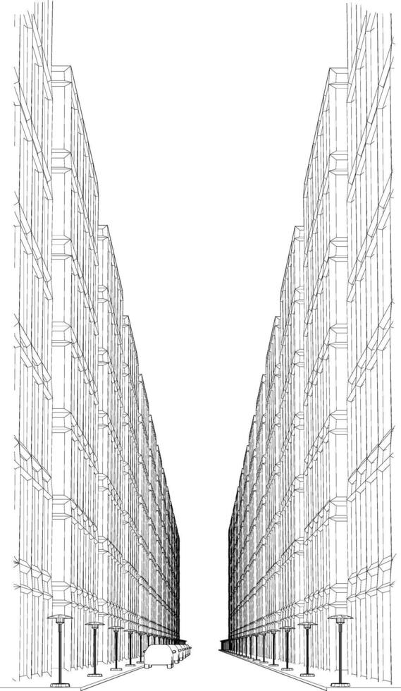 3D illustration of street and city vector
