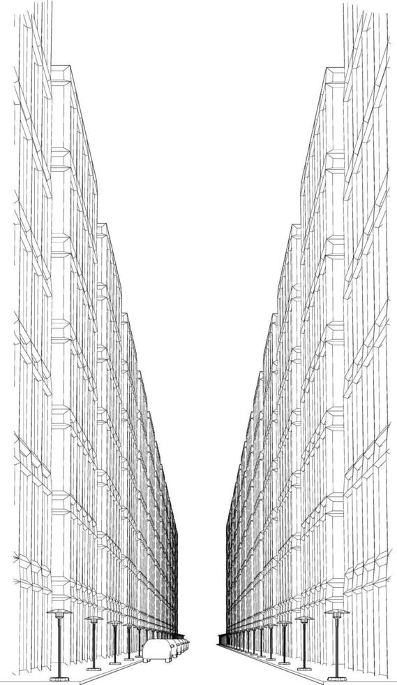 3D illustration of street and city vector