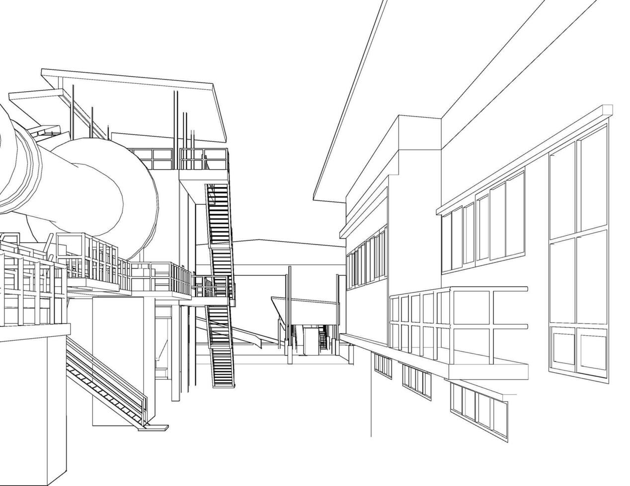 3D illustration of industrial project vector