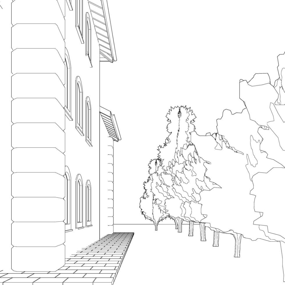 3D illustration of street and city vector