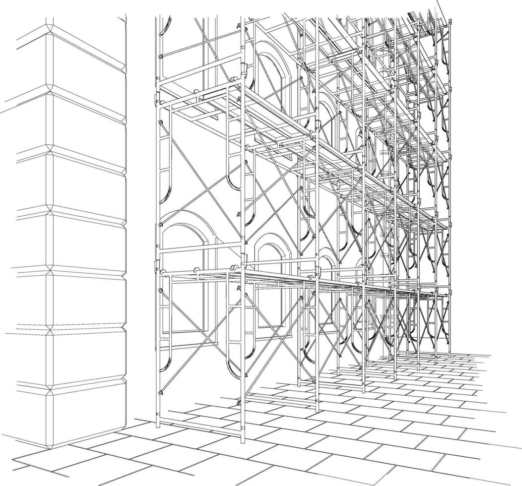 3d ilustración de edificio y construcción vector