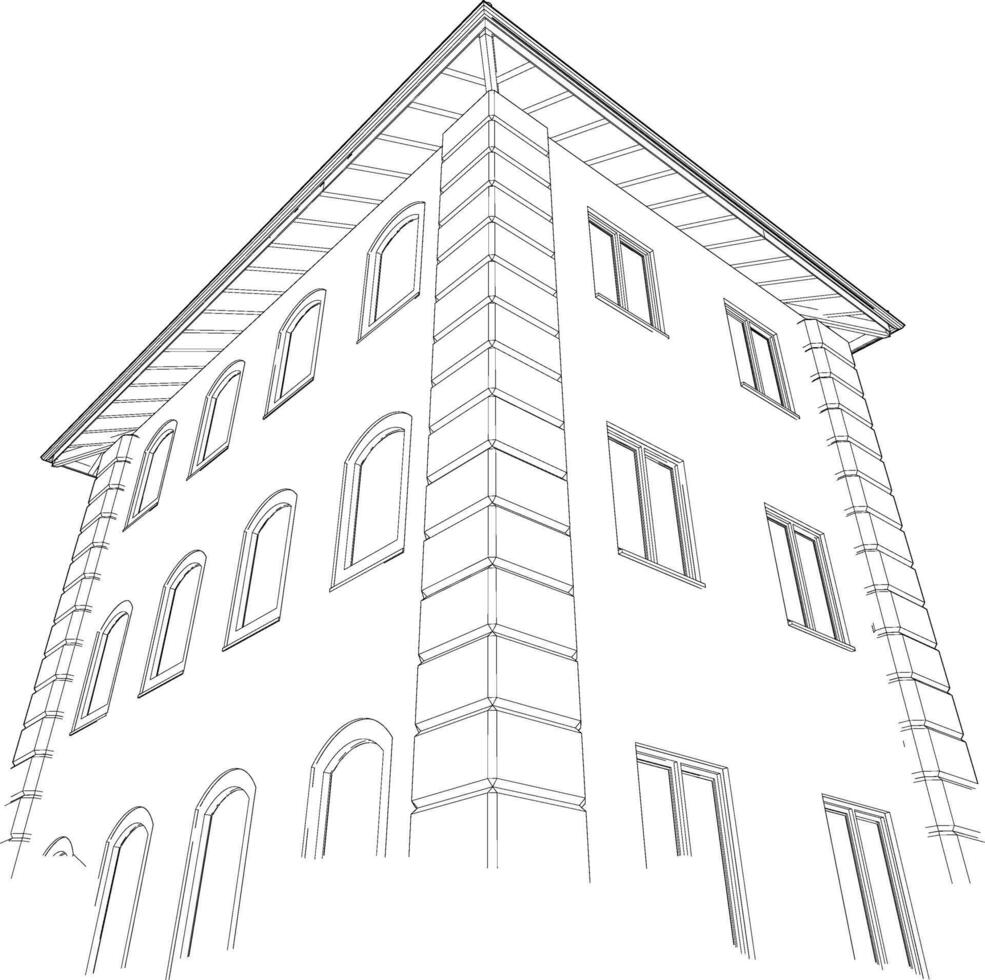 3D illustration of building project vector