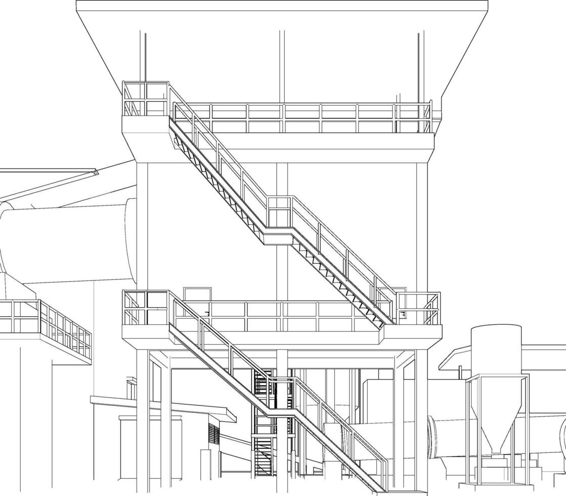 3D illustration of industrial project vector