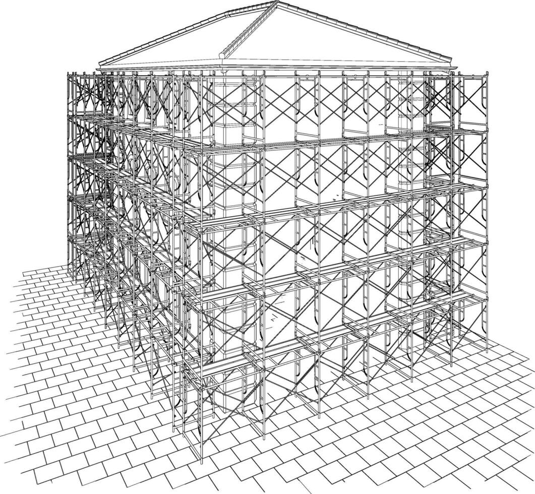 3d ilustración de edificio y construcción vector