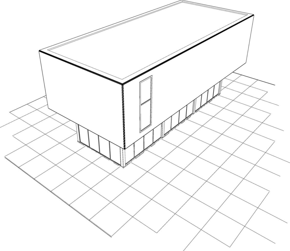 3D illustration of building project vector