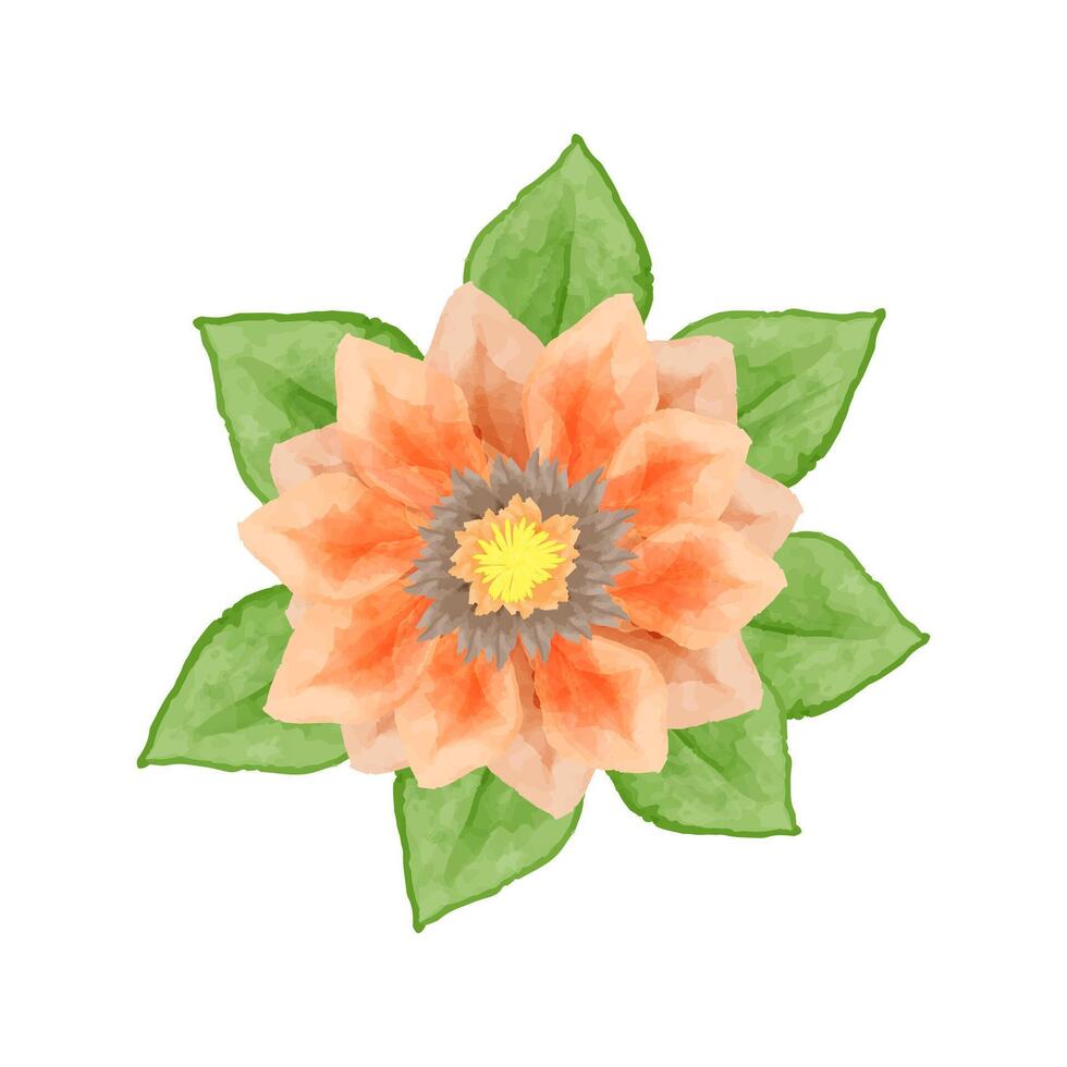 acuarela flor y hojas vector ilustración