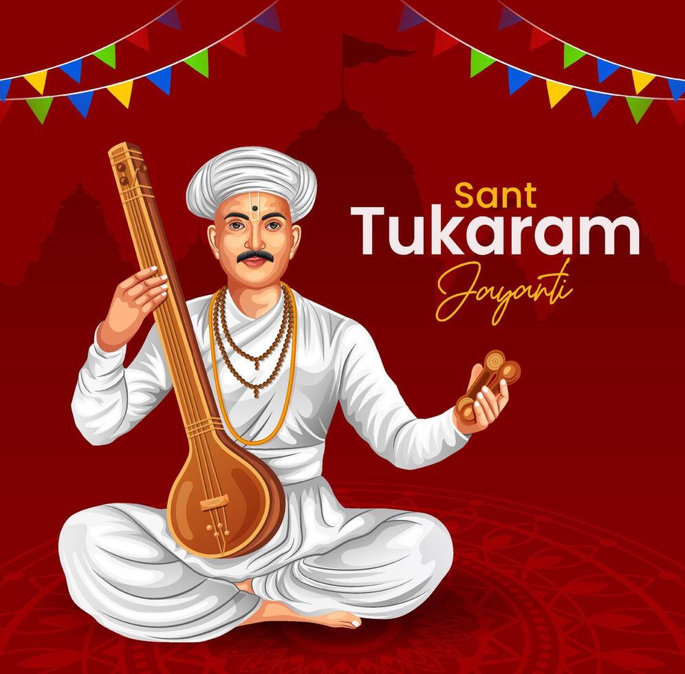 Marathi poet, saint, and philosopher of India jayanti banner design template vector