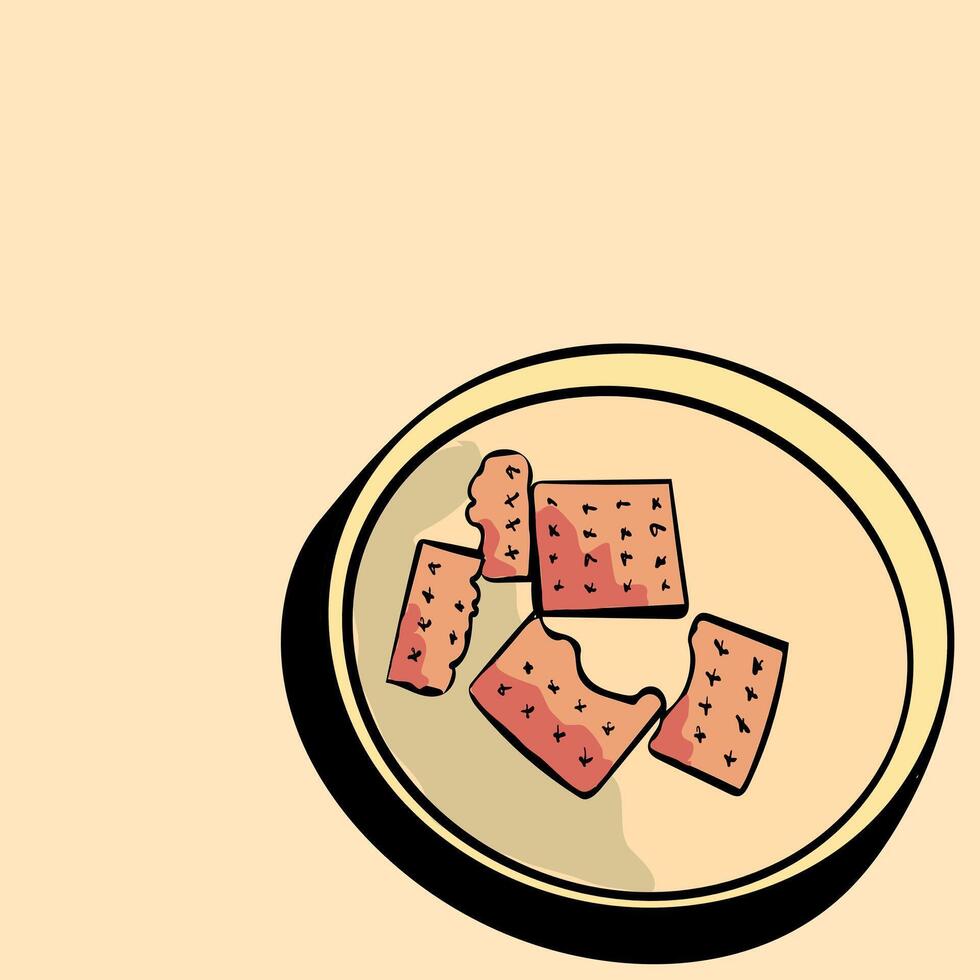 The malkist cracker biscuit over the plate illustration vector with minimalist Style. The Illustration is suitable to use food art background and content media.