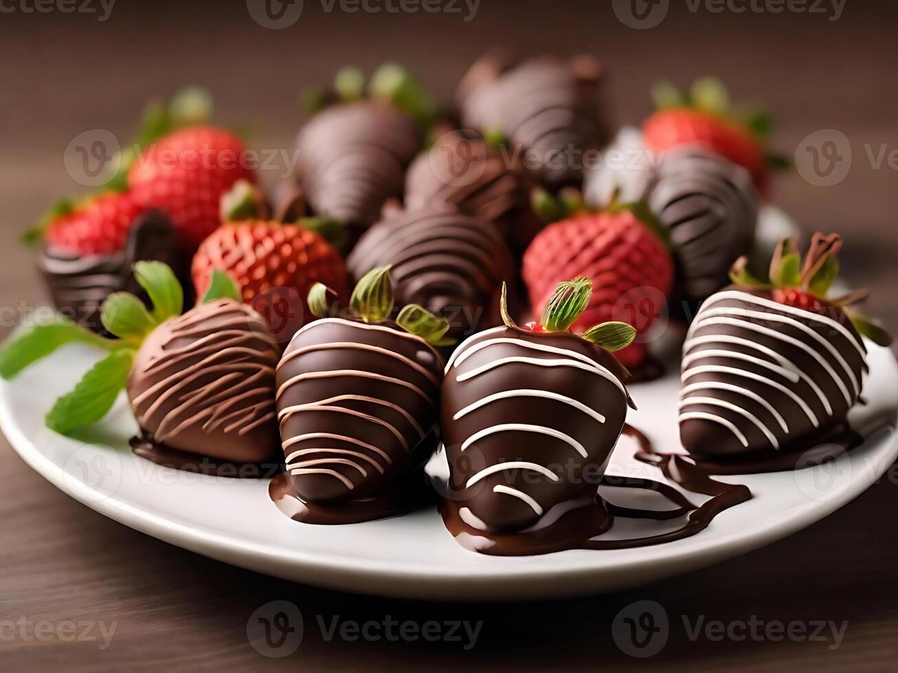 AI generated Chocolate covered strawberries photo