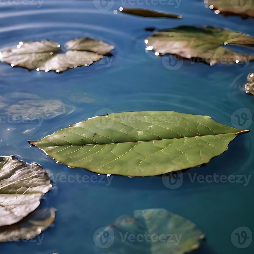 AI generated Leaf floating on water photo