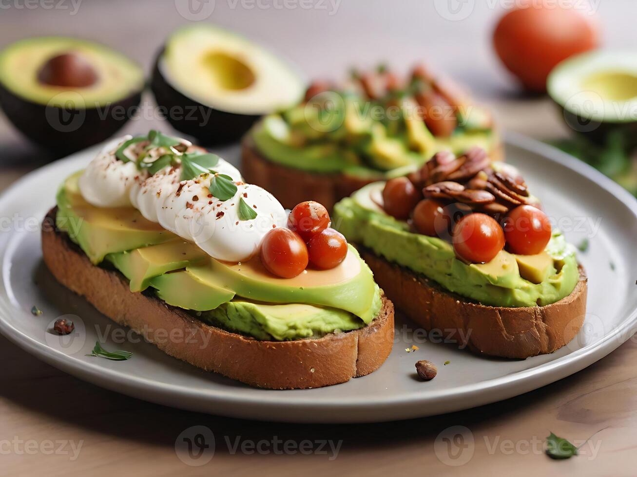 AI generated Avocado Toast Variations photo