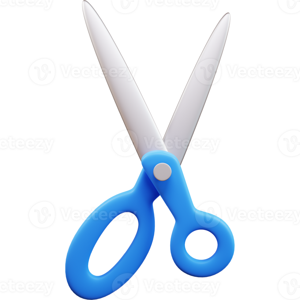 3D scissors icon on transparent background png