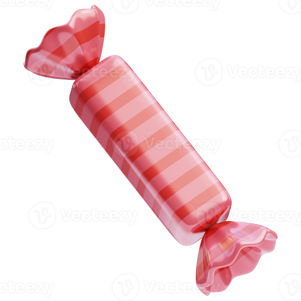 3D red candy icon on transparent background png