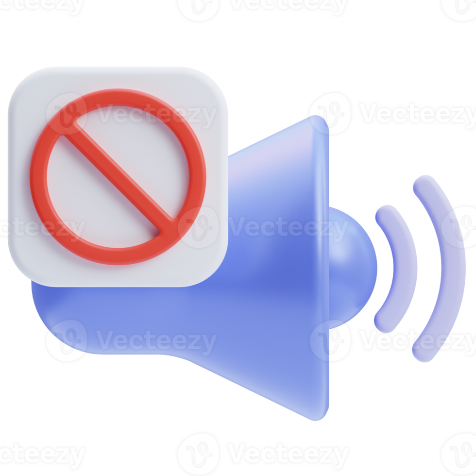 3D mute icon on transparent background png