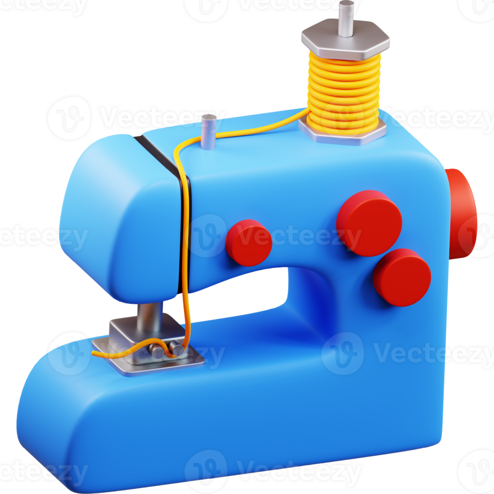 3D sewing machine icon on transparent background png