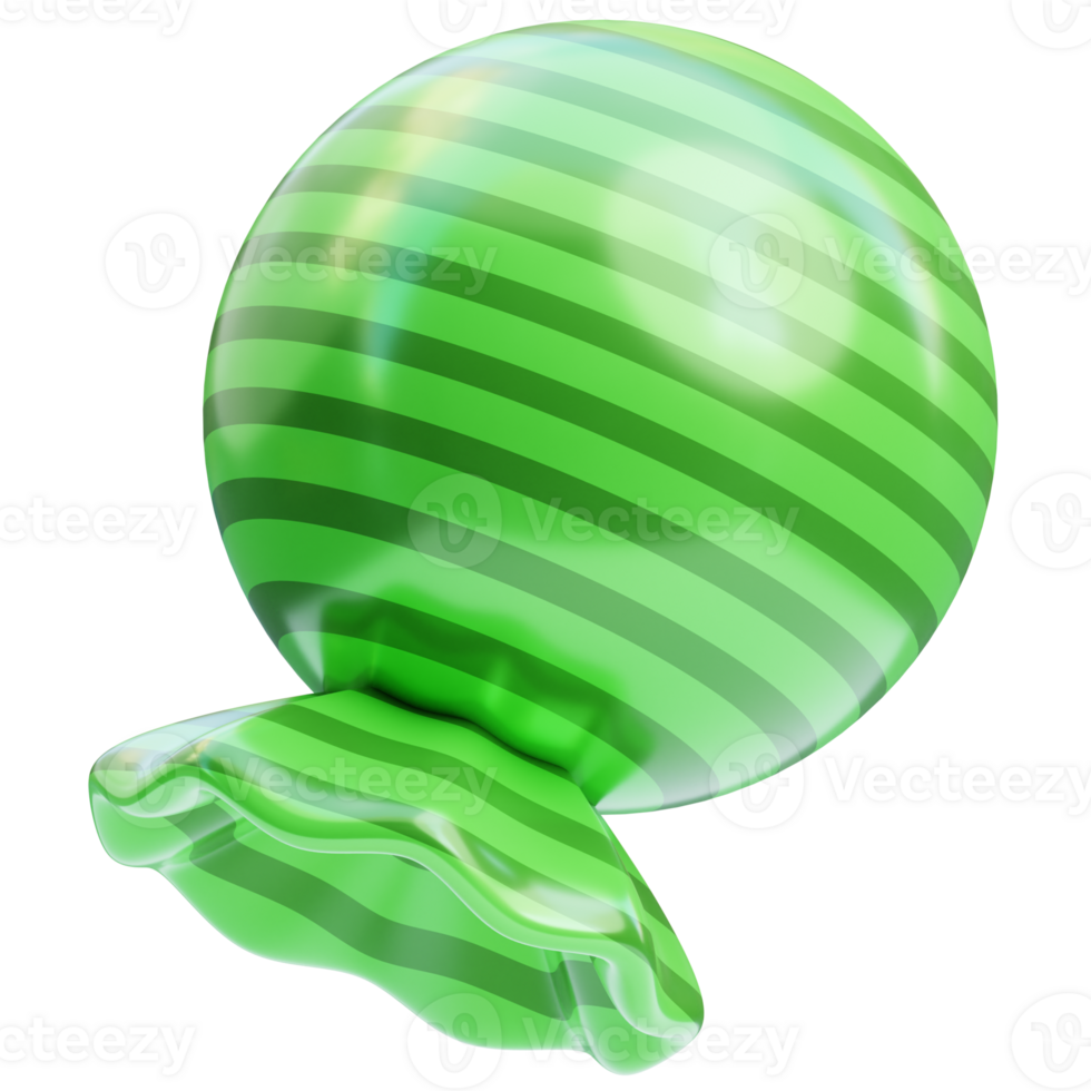3D green candy icon on transparent background png