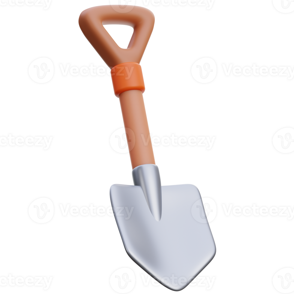 3D shovel icon on transparent background png