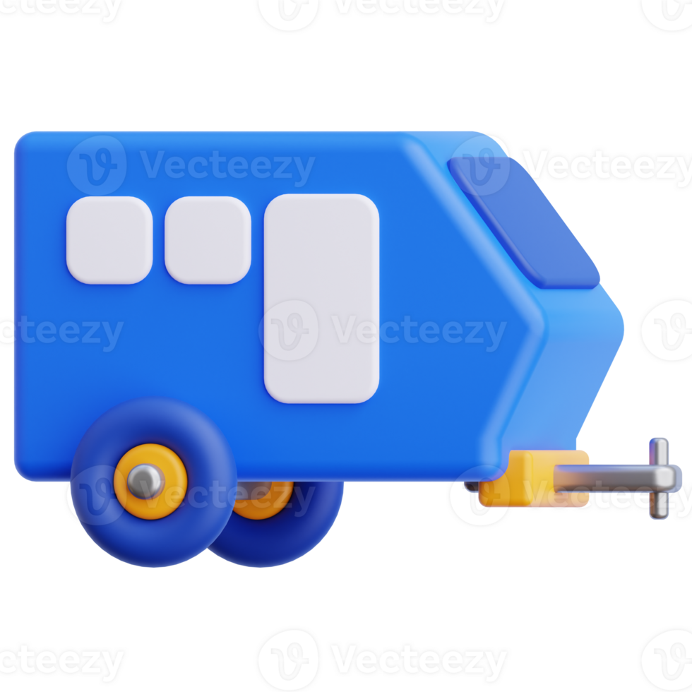 3D caravan icon on transparent background png