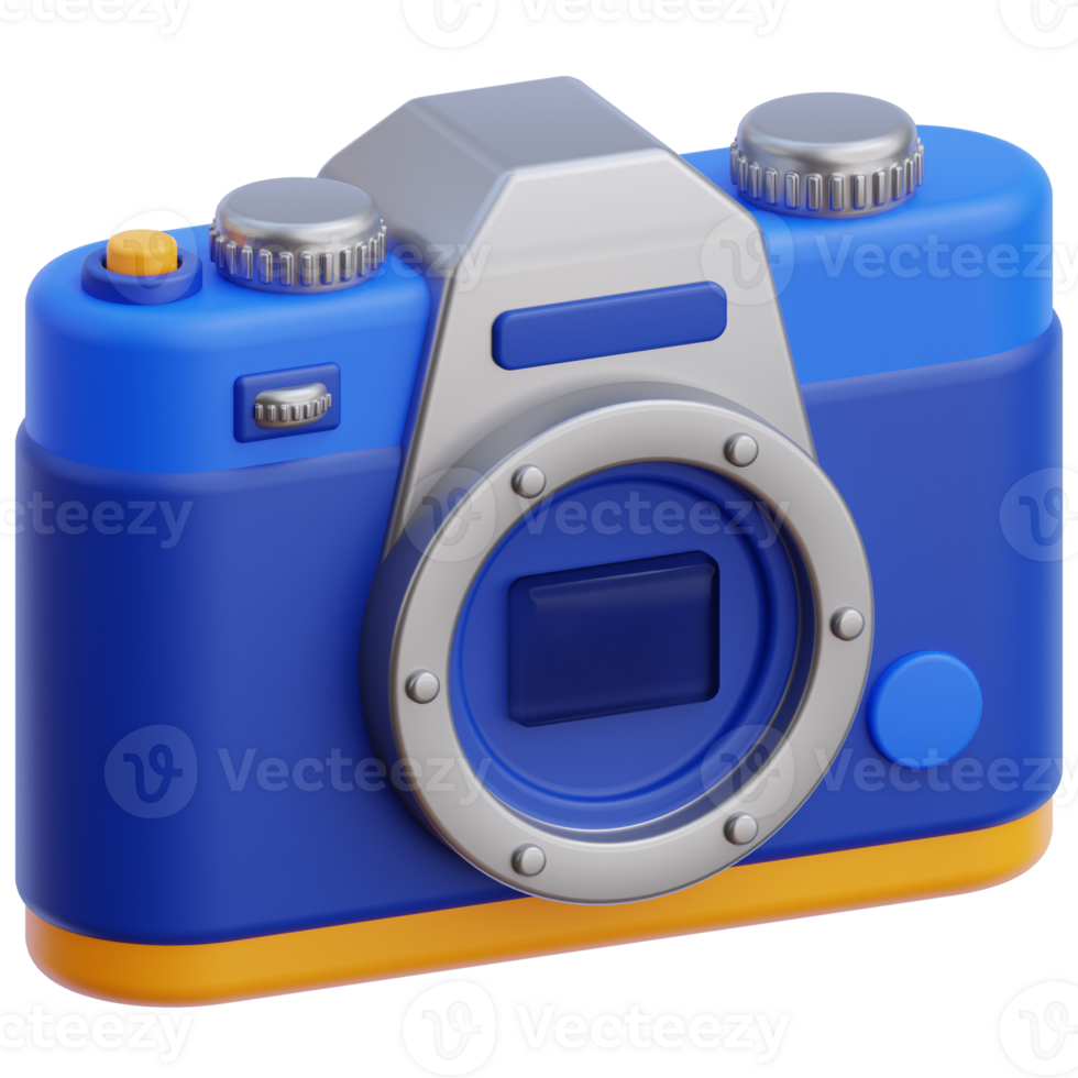 3D mirrorless camera icon on transparent background png