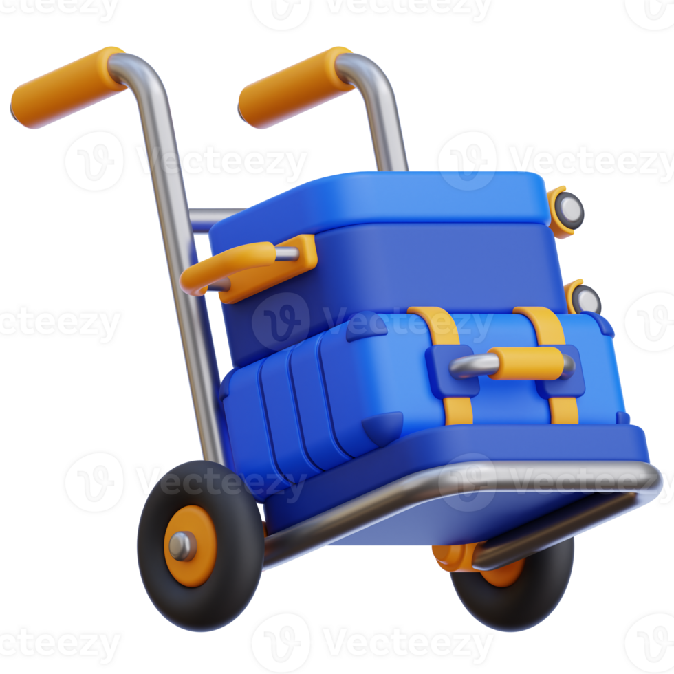 3D trolley icon on transparent background png