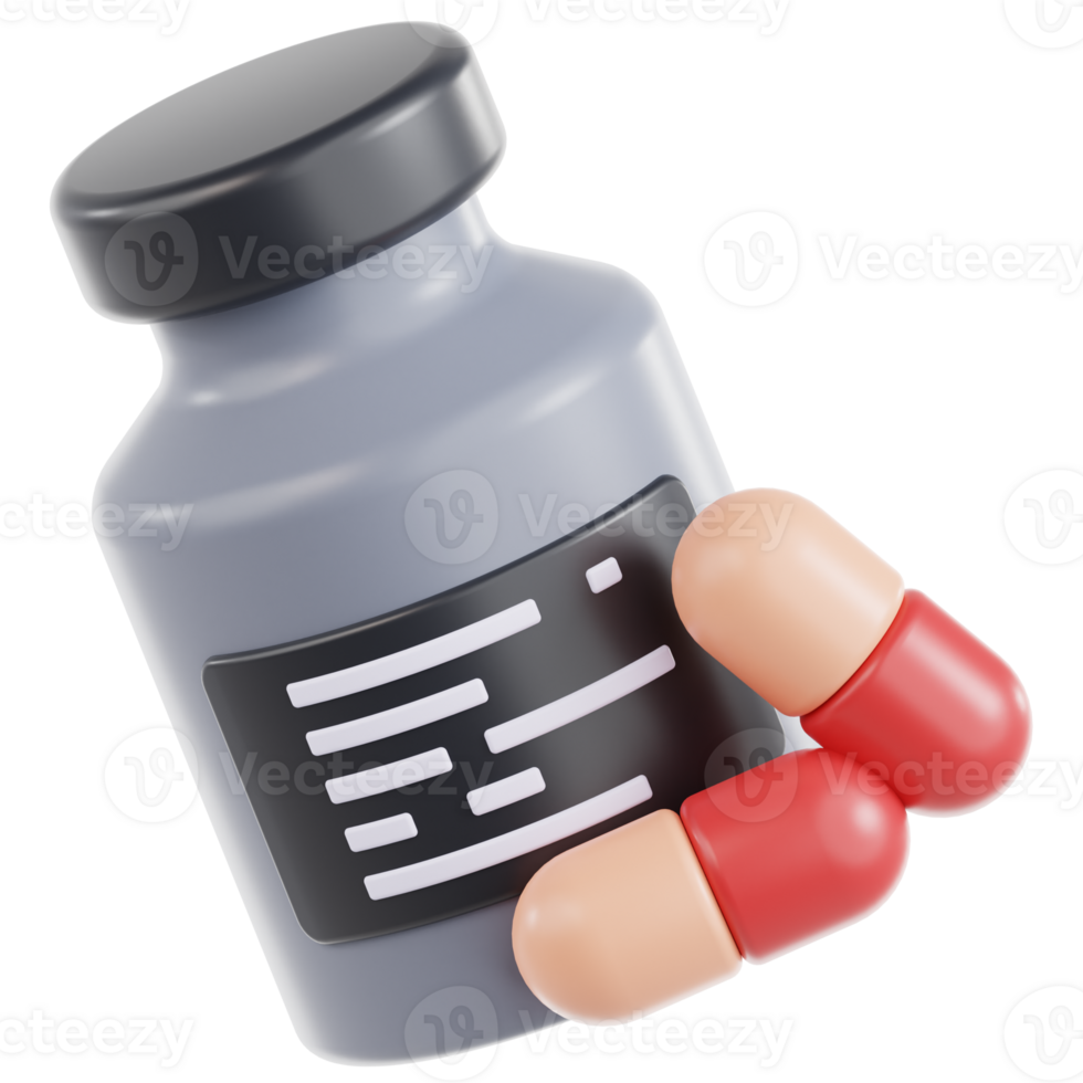 3D multivitamin icon on transparent background png