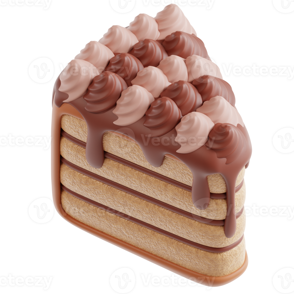3D cake slice icon on transparent background png