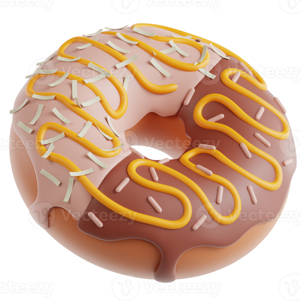 3D donut icon on transparent background png