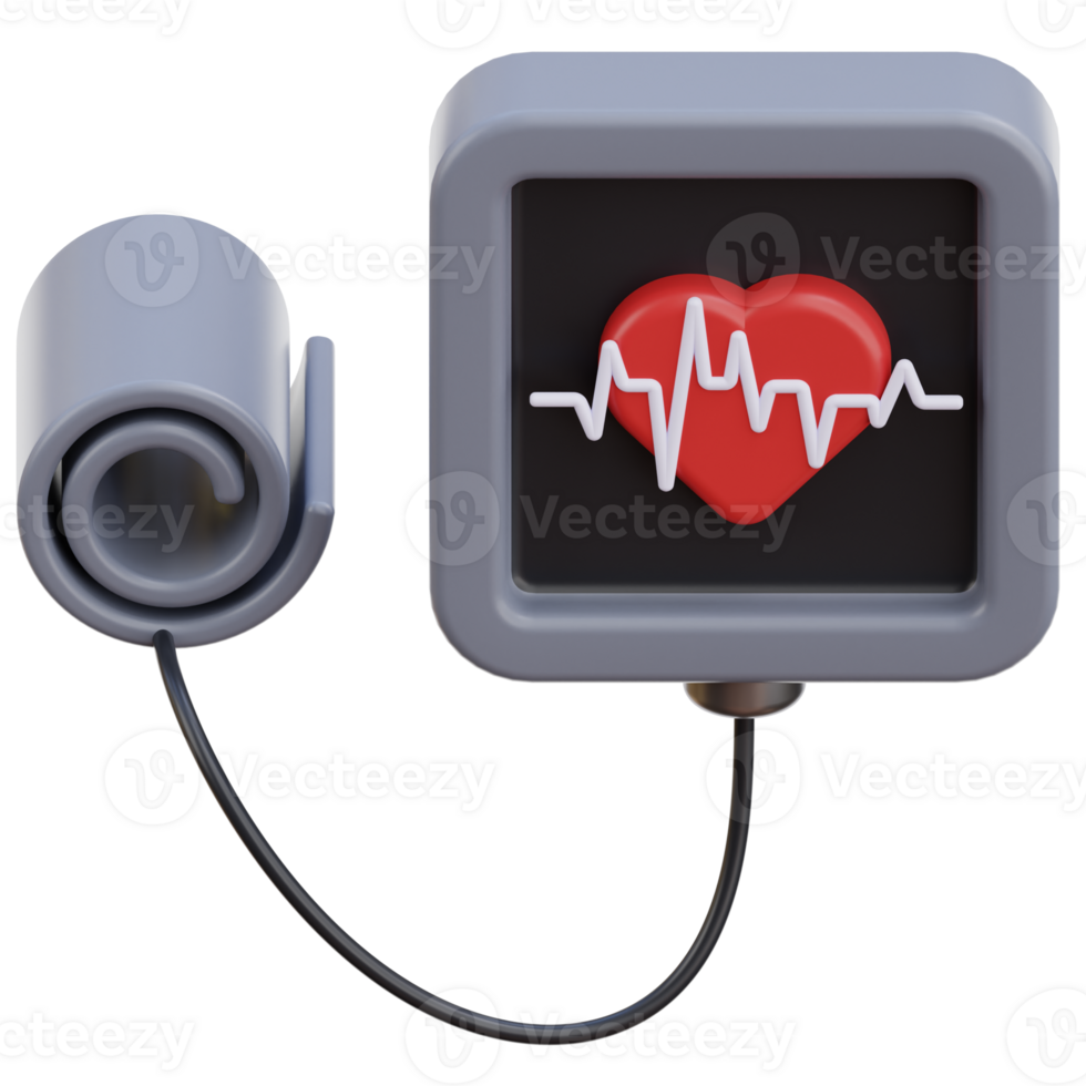 3D blood pressure icon on transparent background png