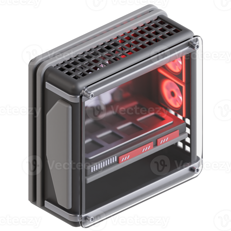 3D gaming pc icon on transparent background png