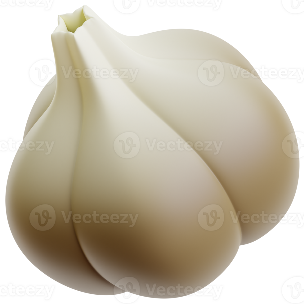 3D garlic icon on transparent background png