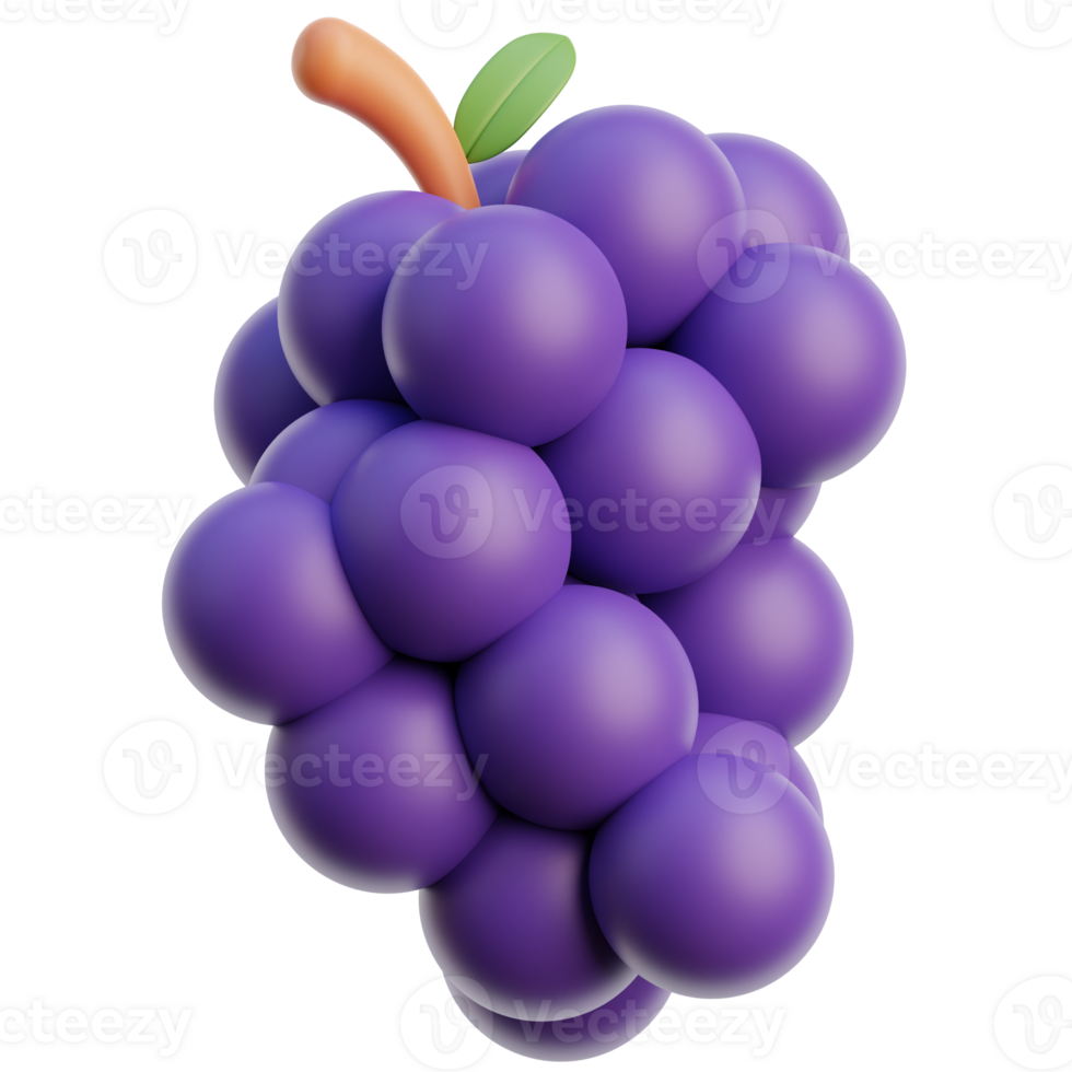 3D grapes icon on transparent background png