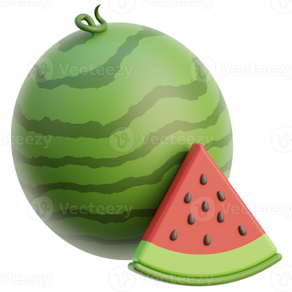 3D watermelon icon on transparent background png
