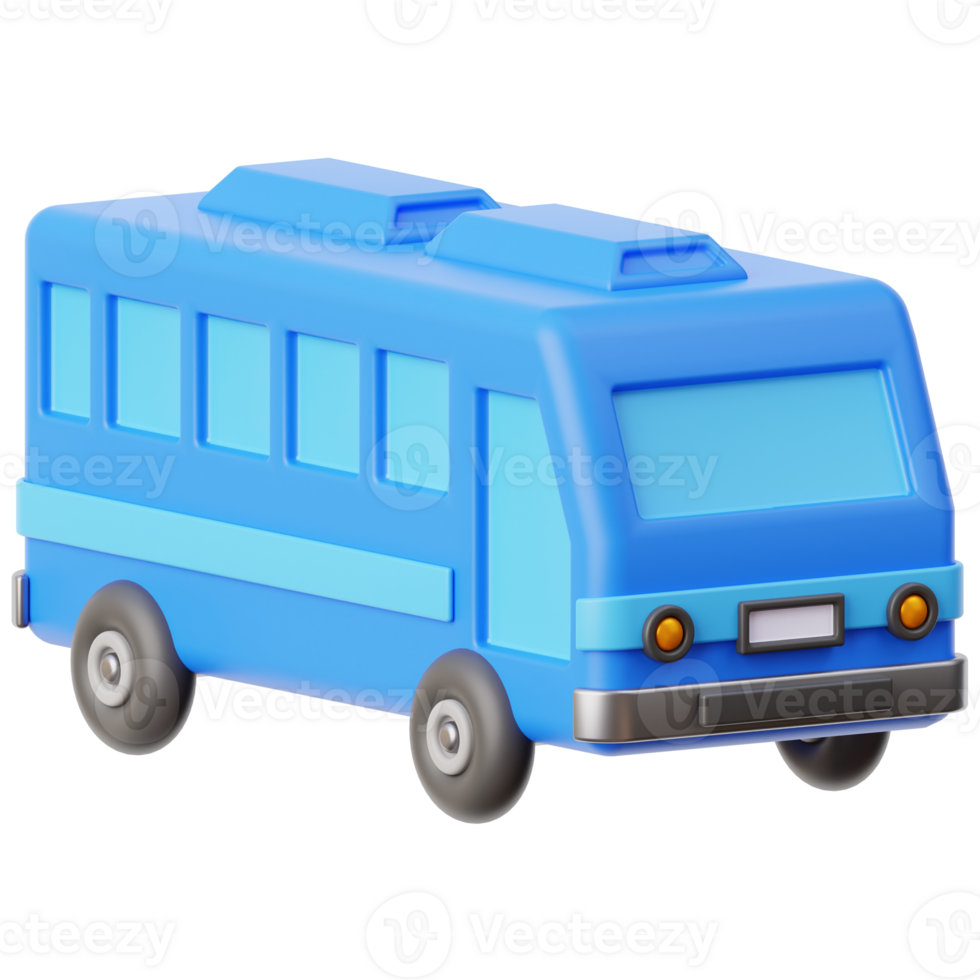 3D bus icon on transparent background png