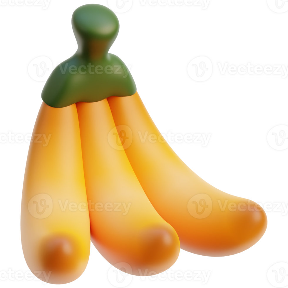 3D banana icon on transparent background png
