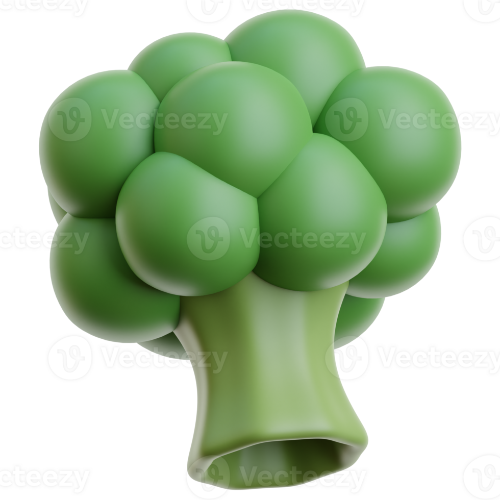 3D broccoli icon on transparent background png