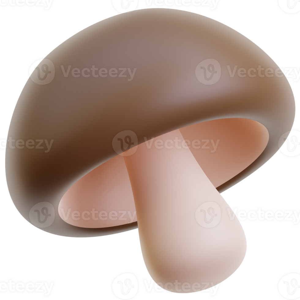 3D mushroom icon on transparent background png