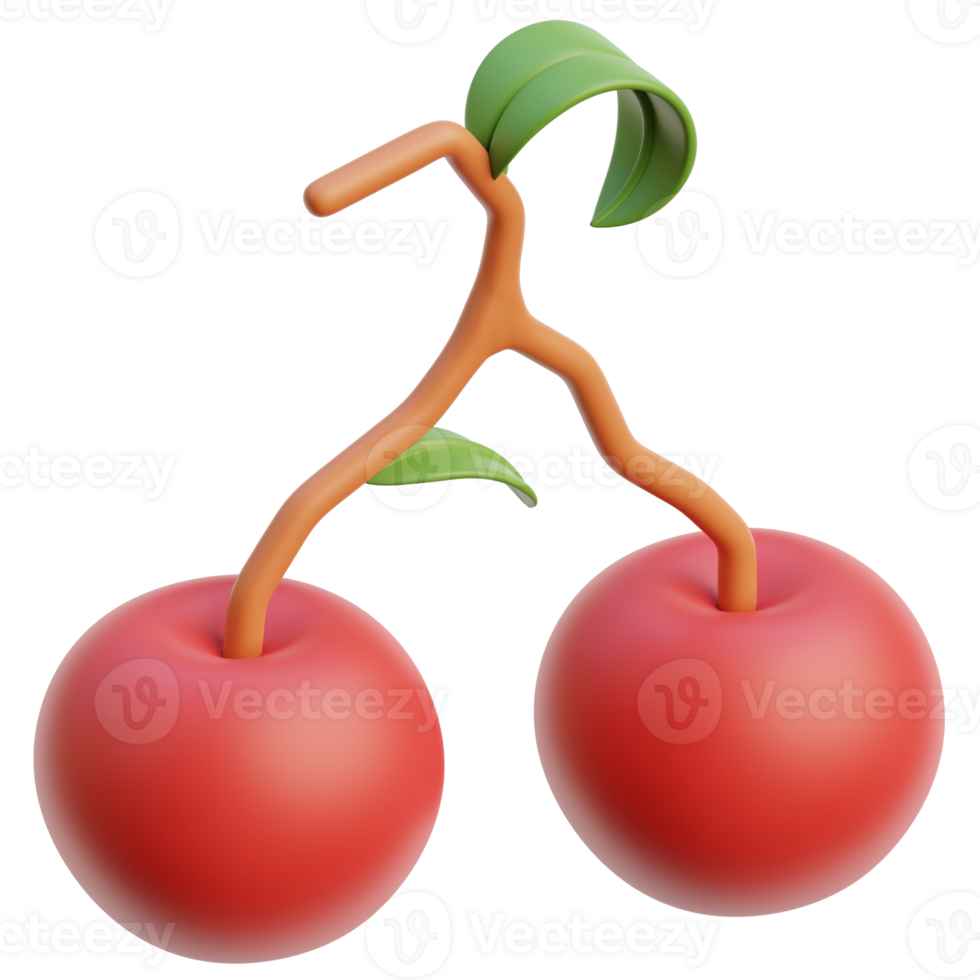 3D cherry icon on transparent background png