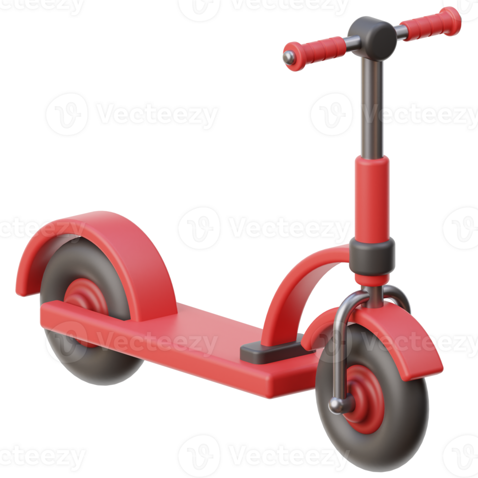 3D kick scooter icon on transparent background png