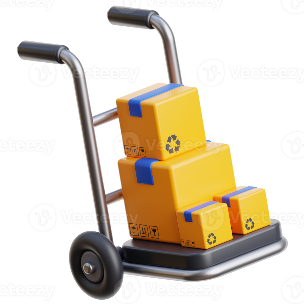 3D trolley icon isolated on transparent background png