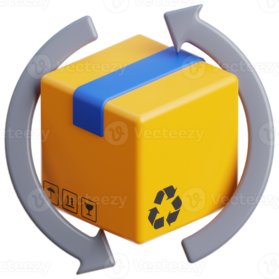 3D return delivery icon on transparent background png