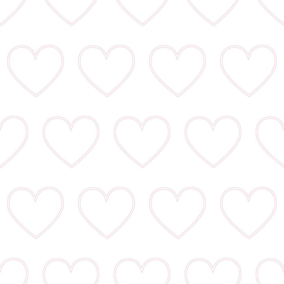 Romantic seamless pattern of pink linear hearts vector