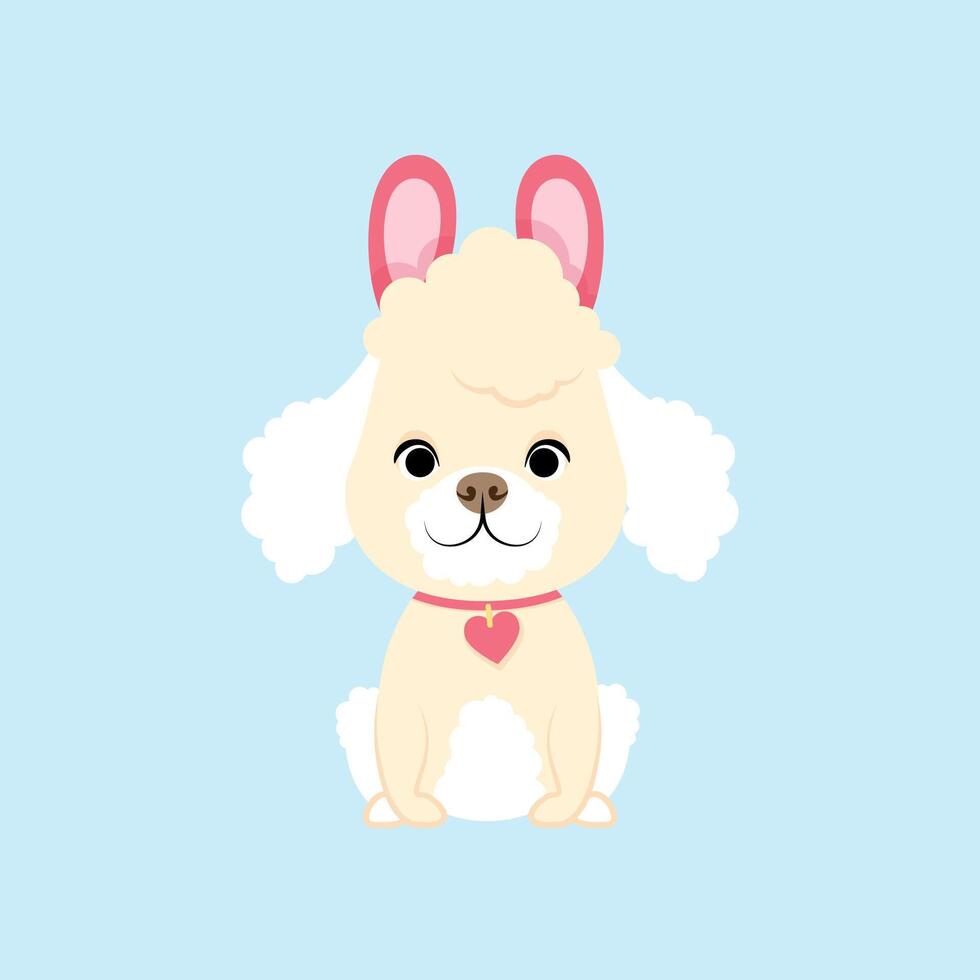 White curly poodle with pink bunny ears vector
